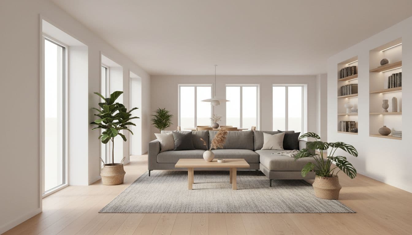 Beautiful modern living room after AI room design makeover
