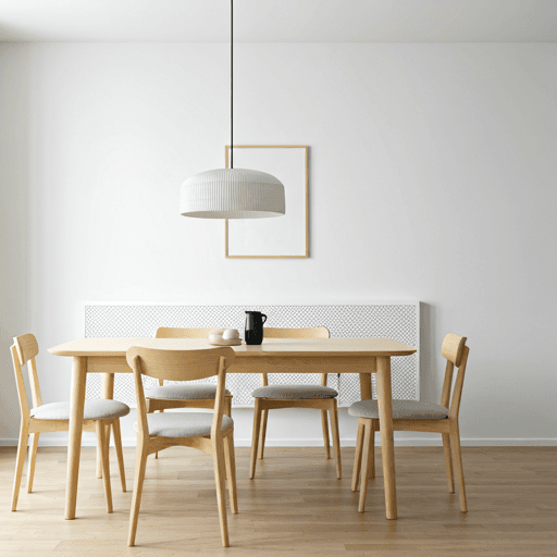 Scandinavian style AI decoration design with light wood and white walls